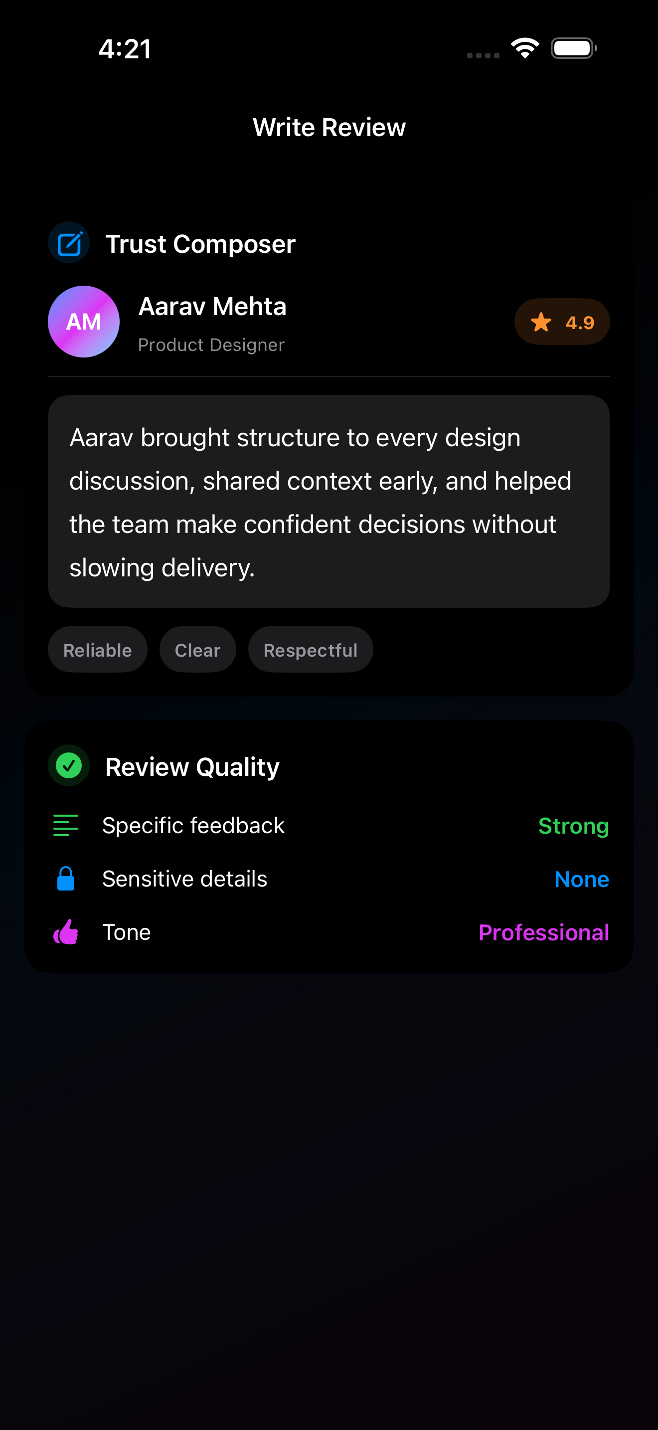 Truvyo trust composer screenshot